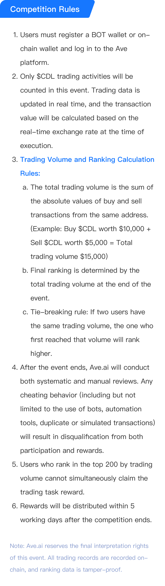 AVE X $CDL Trading Sprint